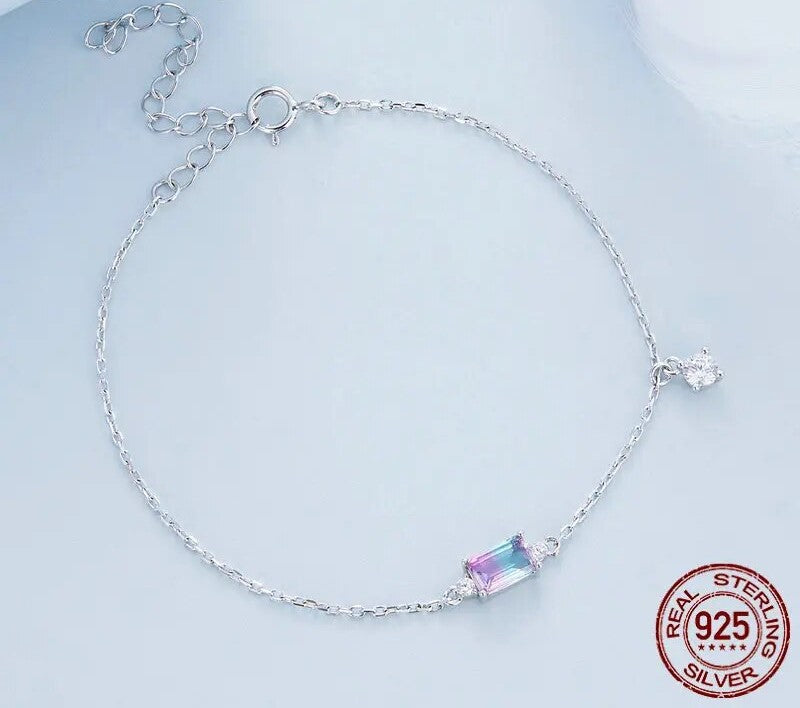 925 Sterling Silver Synthetic Tourmaline Bracelet - TEA LU SHOP
