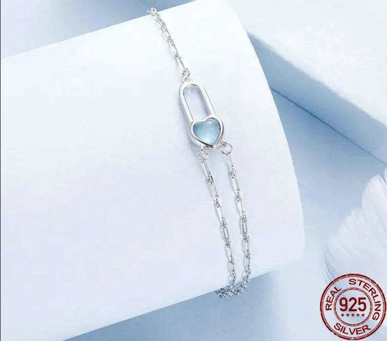 925 Sterling Silver Natural Aquamarine Bracelet