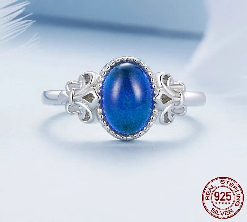 925 Sterling Silver Oval Stone Ring - TEA LU SHOP