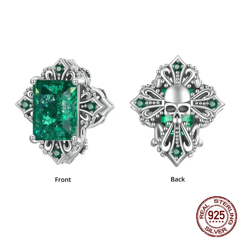 925 Sterling Silver Skull Cross Charm