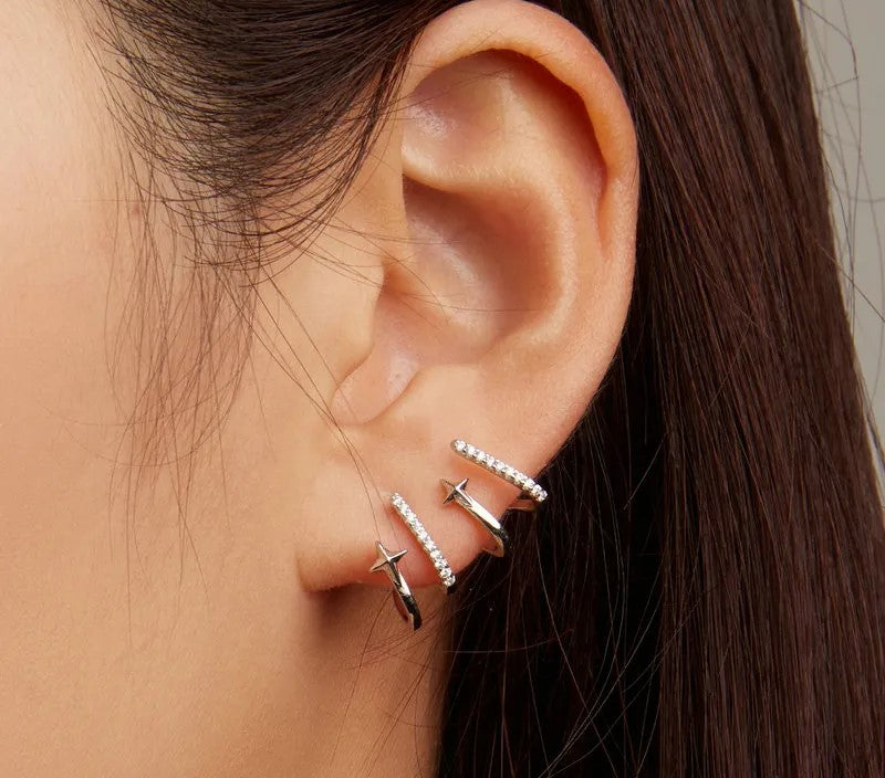 925 Sterling Silver Zircon Stud Earrings - TEA LU SHOP