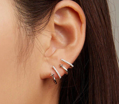 925 Sterling Silver Zircon Stud Earrings - TEA LU SHOP