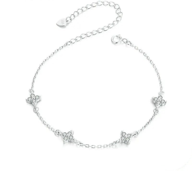 925 Sterling Silver Zircon Flower Bracelet - Shine Bright Store