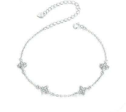 925 Sterling Silver Zircon Flower Bracelet - Shine Bright Store