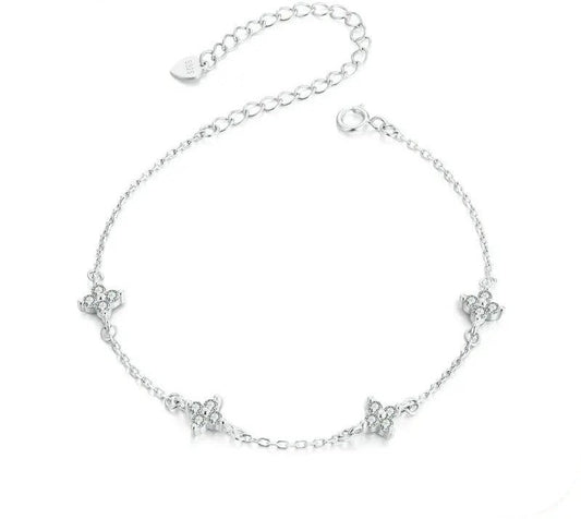 925 Sterling Silver Zircon Flower Bracelet - Shine Bright Store