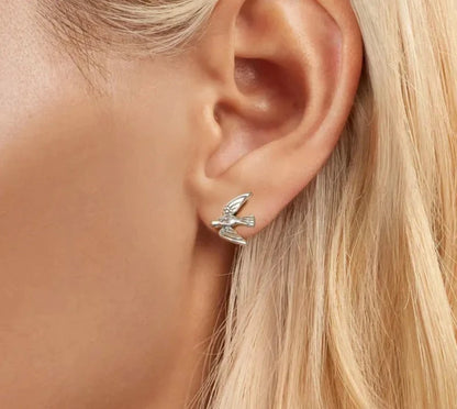 925 Sterling Silver Simple Bird Stud Earrings