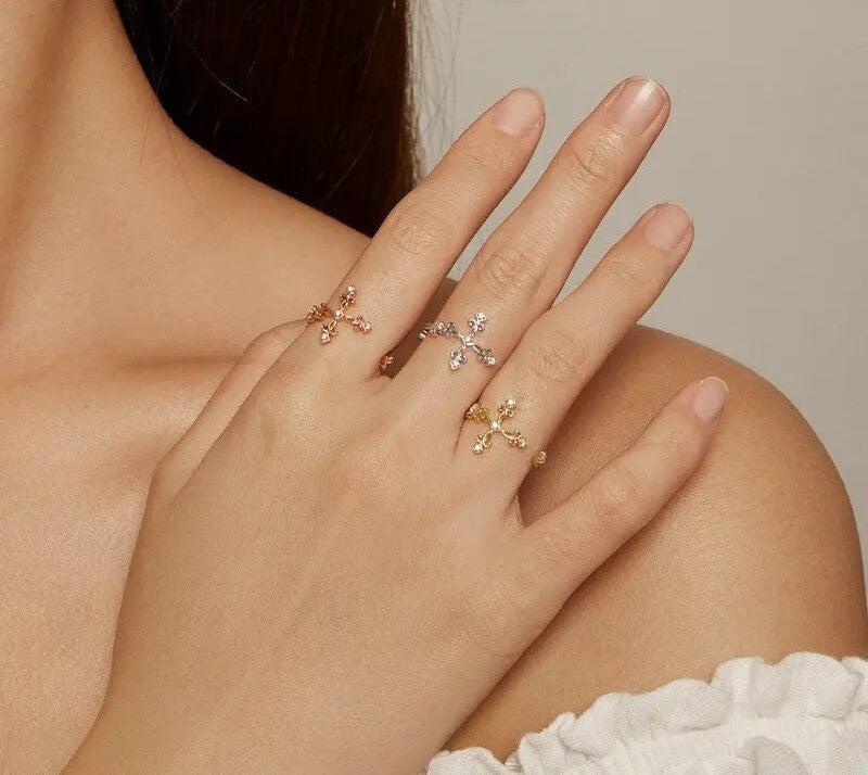 925 Sterling Silver Retro Pattern Cross Ring - TEA LU SHOP