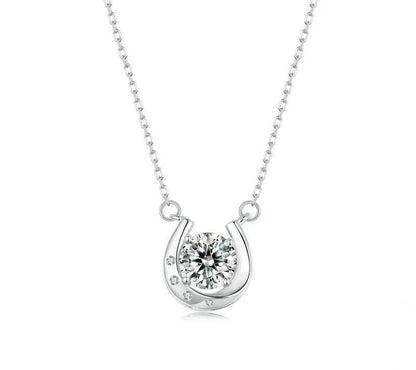 925 Sterling Silver Moissanite Lucky Horseshoe Necklace - Shine Bright Store