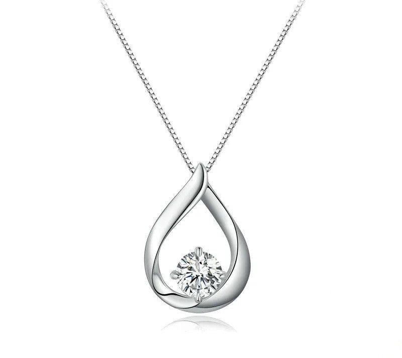 925 Sterling Silver Moissanite Waterdrop Necklace - TEA LU SHOP