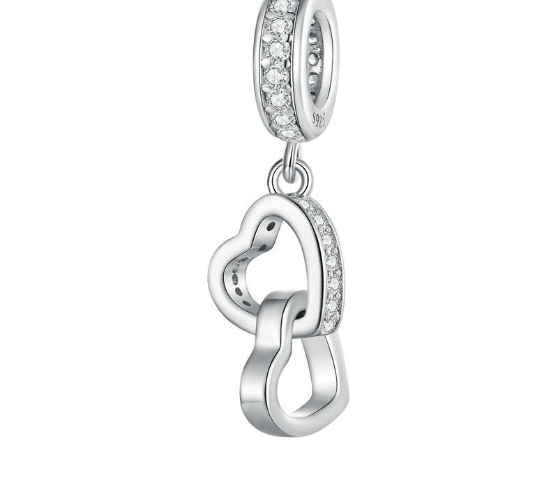 925 Sterling Silver Double Hearts Pendant - TEA LU SHOP