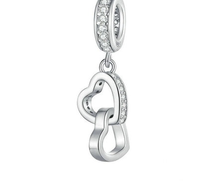 925 Sterling Silver Double Hearts Pendant - TEA LU SHOP