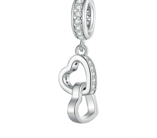925 Sterling Silver Double Hearts Pendant - TEA LU SHOP