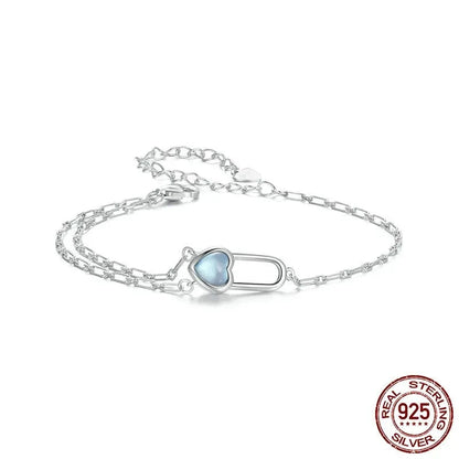 925 Sterling Silver Natural Aquamarine Bracelet
