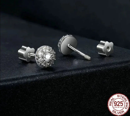 White Gold Plated Hemisphere Moissanite Stud Earrings