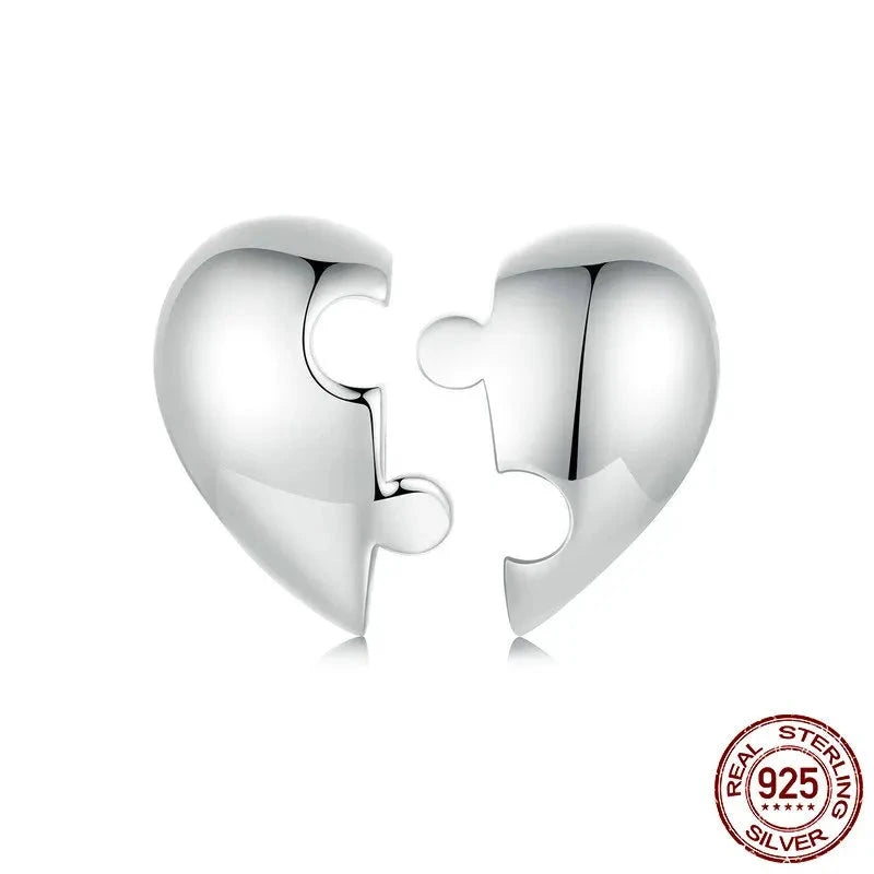 Delicate Heart Puzzle Stud Earrings