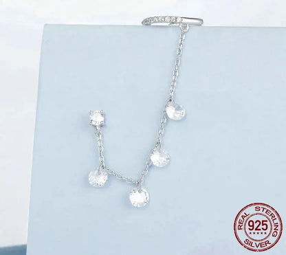 Sparkling Starry Chain Tassel Zircon Drop Mono-Earring