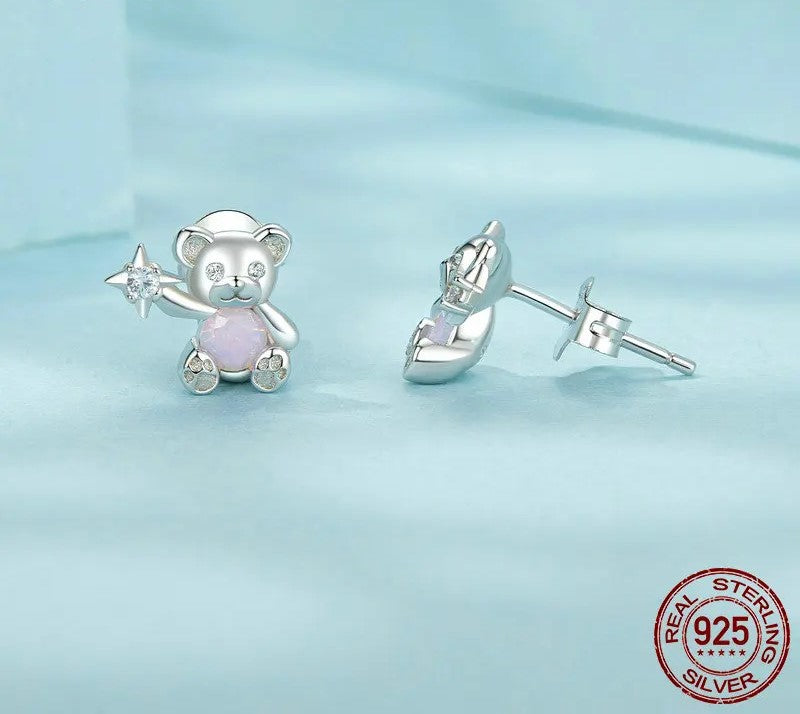 925 Sterling Silver Cute Bear Stud Earrings - Shine Bright Store