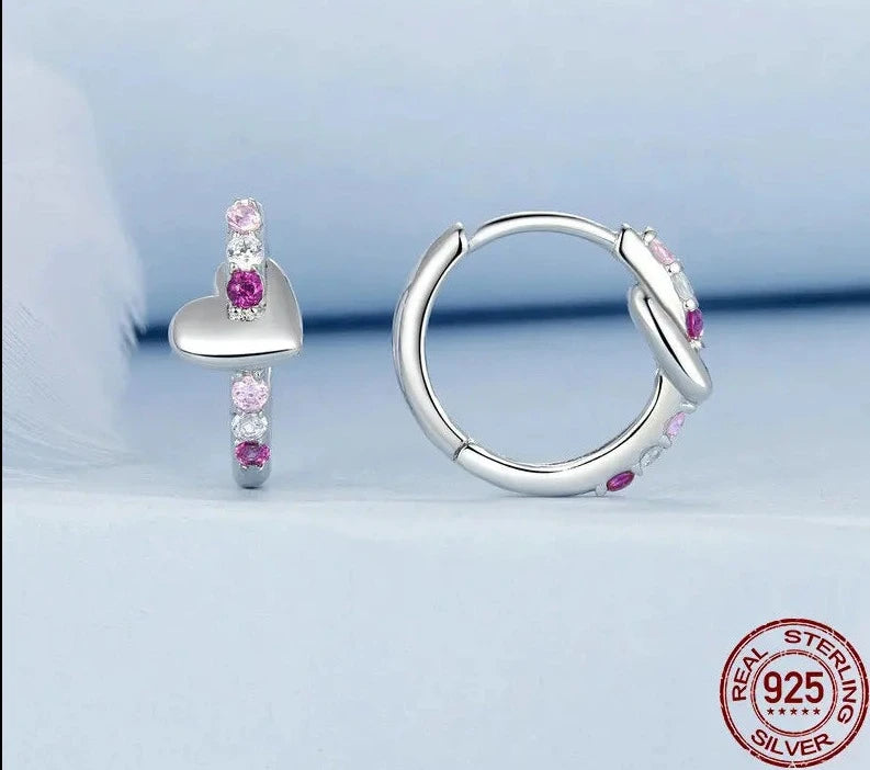 Heart Rainbow Hoop Earrings