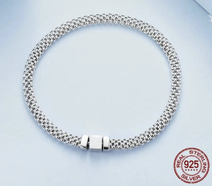 925 Sterling Silver Classic Square Buckle Bracelet - TEA LU SHOP
