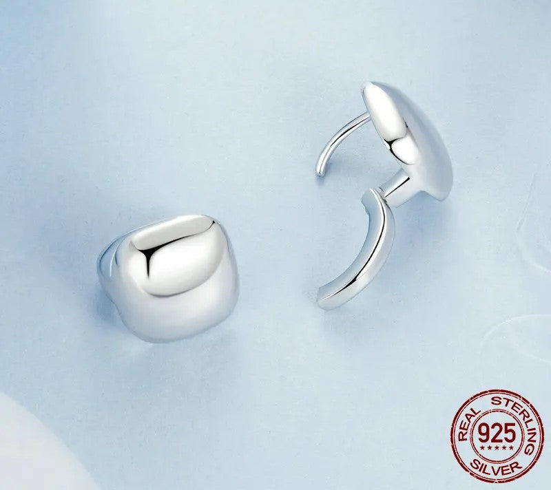 925 Sterling Silver Chunky Square Hoop Earrings - TEA LU SHOP