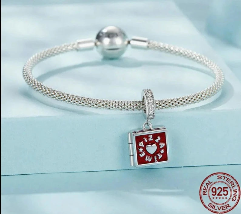 925 Sterling Silver Pizza/Coffee Pendant