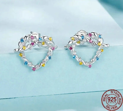 925 Sterling Silver Heart Love Earrings