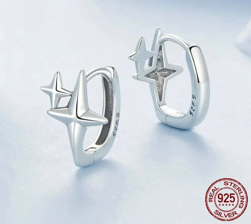 925 Sterling Silver Starlight Hoop Earrings