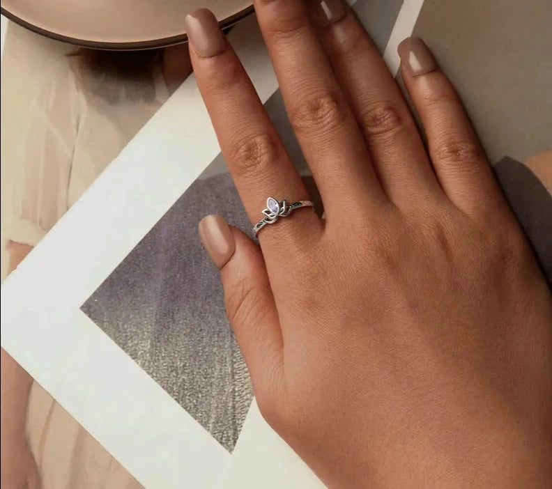 Lotus Adjustable Open Ring