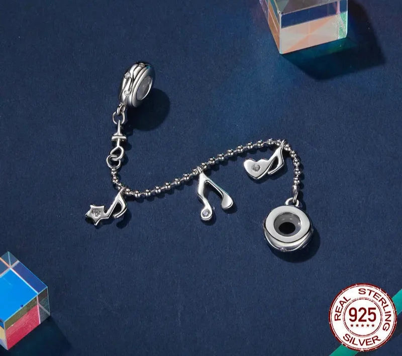 925 Sterling Silver Musical Note Safety Chain