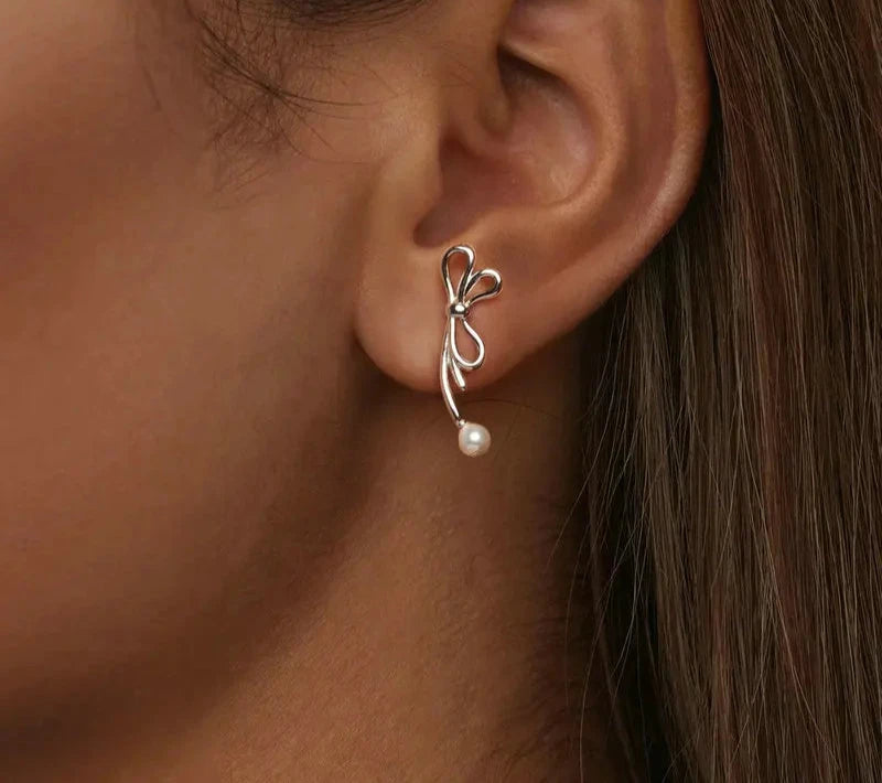 925 Sterling Silver Bow Stud Earrings