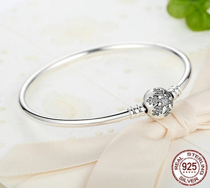925 Sterling Silver Snowflake Clasp Bracelet - TEA LU SHOP