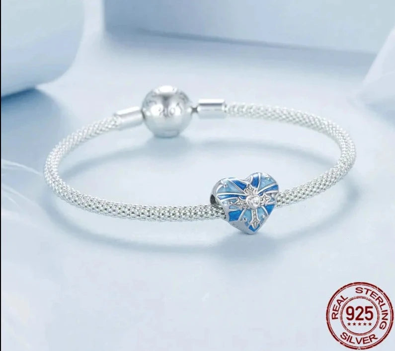 925 Sterling Silver Heart Cross Charm