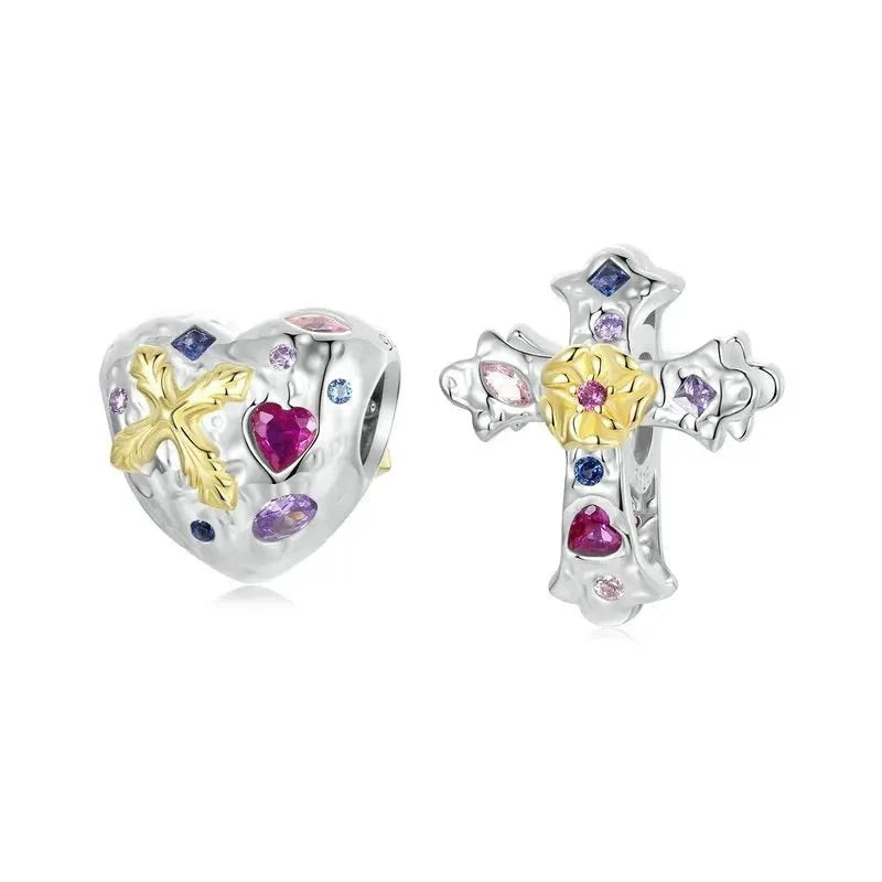 Golden Faith Cross Charm Bead