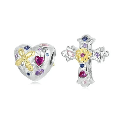 Golden Faith Cross Charm Bead