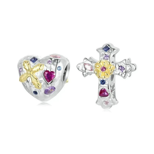 Golden Faith Cross Charm Bead