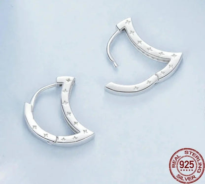 Exquisite Moon and Star Huggie Hoop Earrings