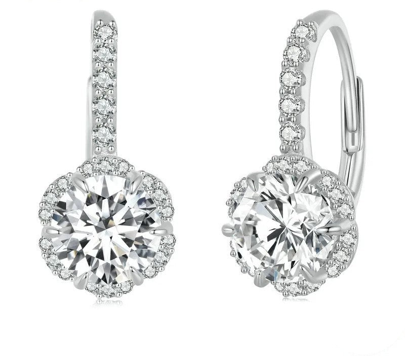 925 Sterling Silver Moissanite Hoop Earrings - TEA LU SHOP