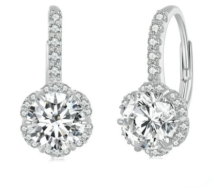 925 Sterling Silver Moissanite Hoop Earrings - TEA LU SHOP