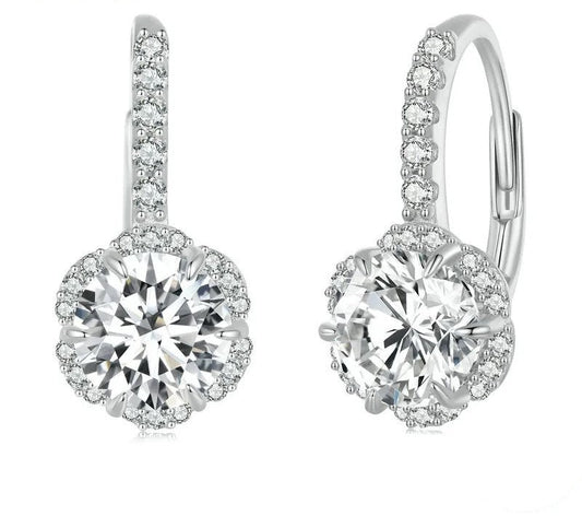 925 Sterling Silver Moissanite Hoop Earrings - TEA LU SHOP