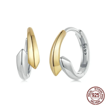 925 Sterling Silver Simple Two-tone Ear Buckles
