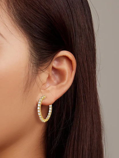 925 Sterling Silver Circle Zircon Earrings - TEA LU SHOP