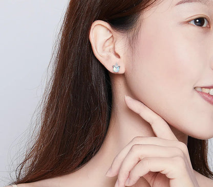 925 Sterling Silver Opal Unicorn Stud Earrings - TEA LU SHOP