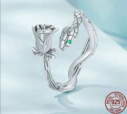 Vintage Rose Snake Open Ring