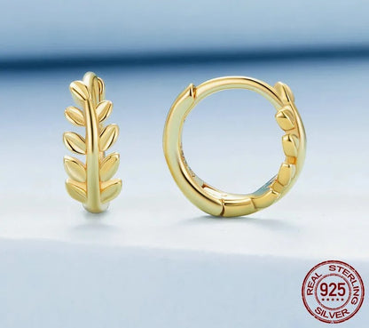 925 Sterling Silver Leaf Ear Buckles - TEA LU SHOP