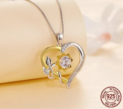 925 Sterling Silver Moissanite Heart Shape Necklace - TEA LU SHOP
