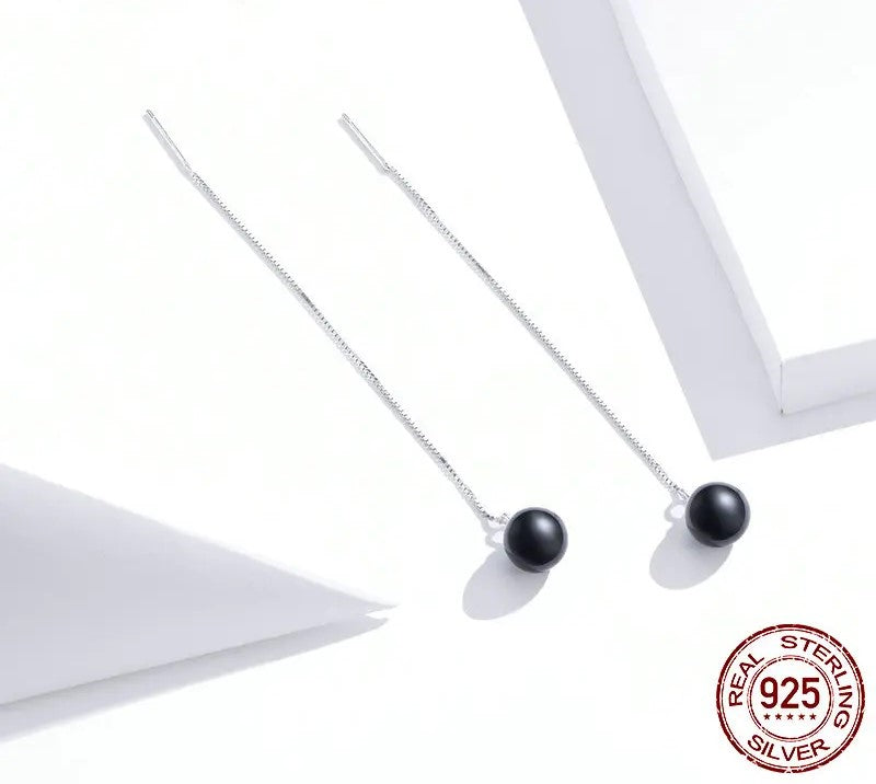 925 Sterling Silver Elegant Long Tassel Drop Earrings - TEA LU SHOP