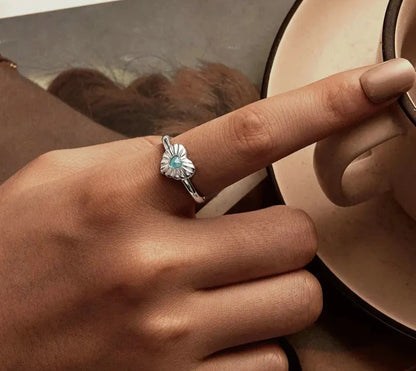 925 Sterling Silver Heart Open Ring
