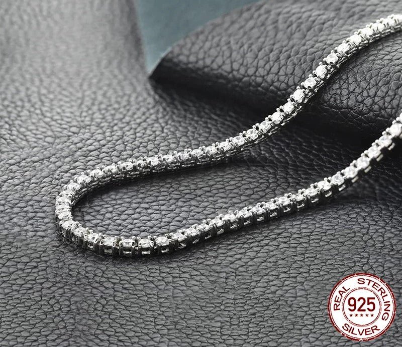 925 Sterling Silver Round Cubic Zircon Necklace - TEA LU SHOP