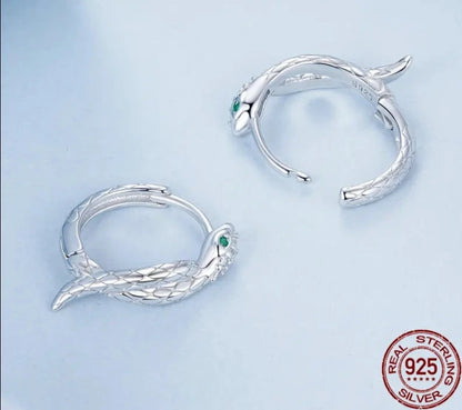 925 Sterling Silver Snake Hoop Earrings
