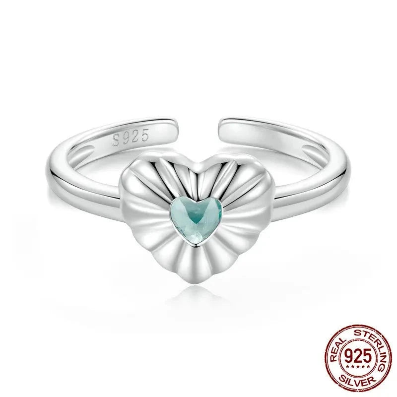 925 Sterling Silver Heart Open Ring